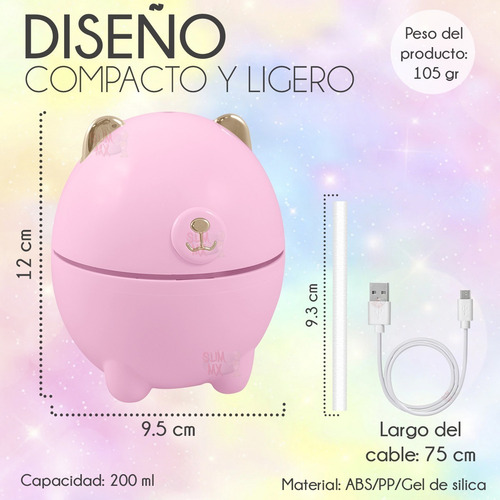 Humidificador Difusor Oso Polar Luz Led Aromaterapia 220ml