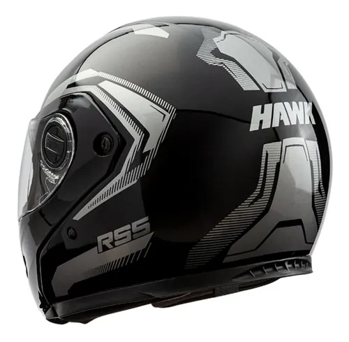Casco Moto Rebatible Hawk Rs5 Vector Negro Brillante