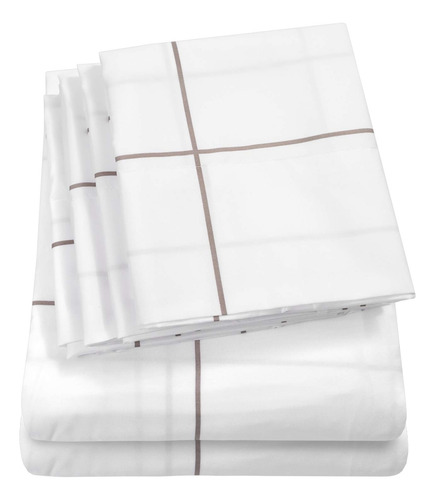 Juego De Sábanas Microfibra 1500 Hilos Matrimonial Blanco