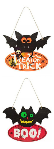 2x Decoración De Halloween Placa Colgante Placa Artesanía