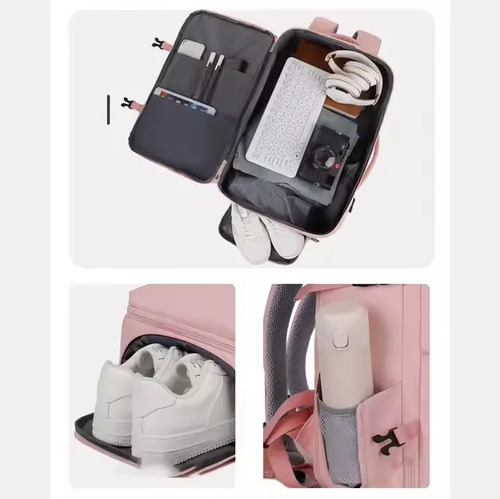 Mochila de viaje de mano, equipaje de cabina, mochila rosa, mochila de gran capacidad