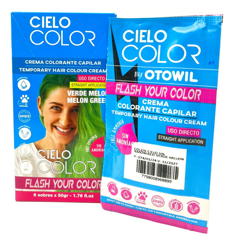 Caja Tinte X 6 U Cielo Color Tono Verde Melón 50g X6 Otowil