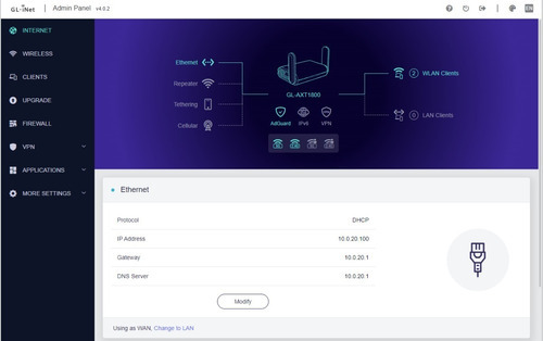 Ruteador Wifi 6 Gl.inet Slate Ax 1800 Mbps Opensource Vpn Color Negro
