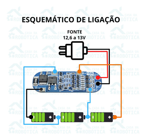 Imagem 7 de 8 de 5 Pcs Placa Proteção Bms 3s 10a Carregador Bateria Lítio Nfe