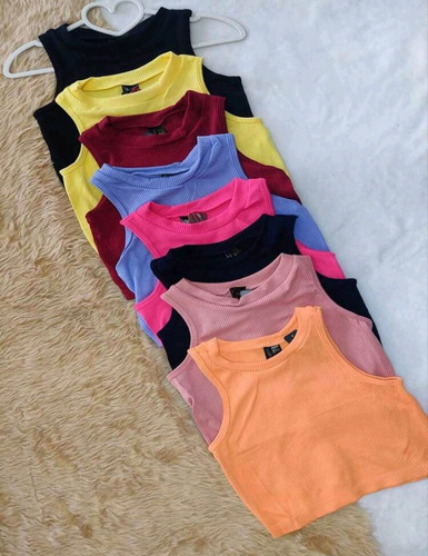 Crop Top Top Tank Crop Top Blusa Sin Manga Elastico 1 Pza