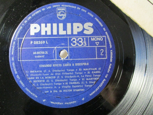 Imagen 5 de 5 de Edmundo Rivero Canta A Discepolo (philips P 08269 L)