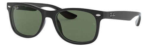 Óculos de sol Ray-Ban New Wayfarer Kids S (48-16) armação de náilon cor polished black on gold, lente dark green de policarbonato clássica, haste black de náilon - RB9052S