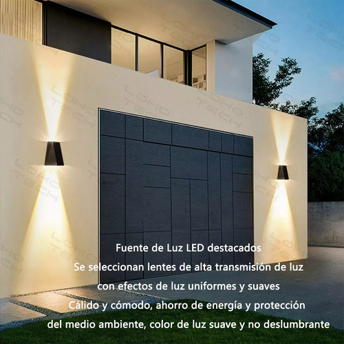 Lamparas De Pared Exterior Focos Led Solar Luz Negro 3focs