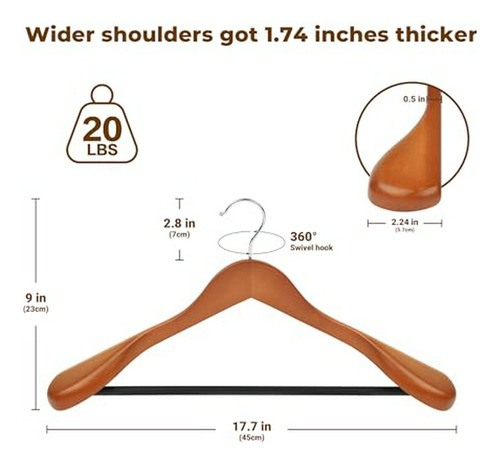 Perchas De Madera Para Abrigos Y Pantalones, Anchas Y Resis