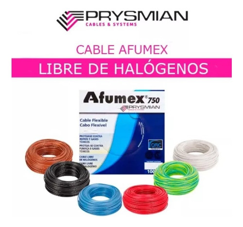Cable Unipolar 1x10 Afumex 750 Rojo X 100 Mts Prysmian