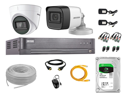 Cámaras De Seguridad Kit 2 Hikvision 5mp | 01 Camara Audio