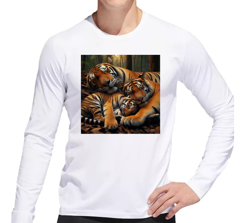 Remera Hombre Ml Tigres Dormitando En La Jungla