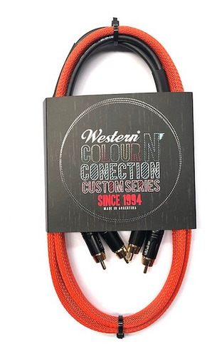 Imagen 7 de 9 de Cable Audio 1,5m 2 Rca Entelado Dorado Western Rcax2o15