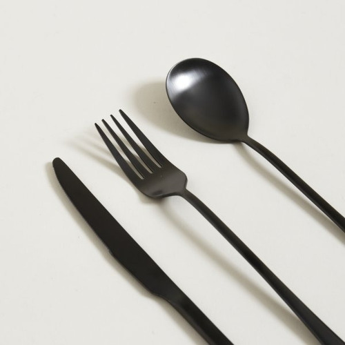 Set 3 Cubiertos Negros Acero Inoxidable Diseño Moderno Deco Negro
