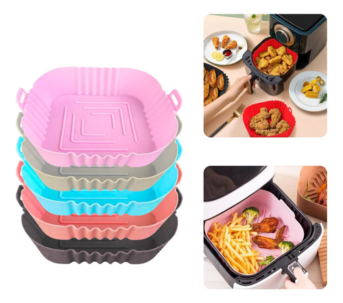 Bandeja Air Fryer Molde Silicona Cuadrado Freidora Aire Color