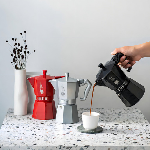 Cafetera Italiana Bialetti 6 Tazas Moka Exclusive Aluminio Color Negro
