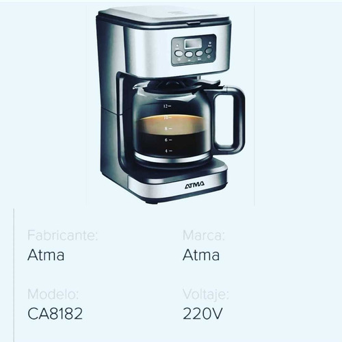 Descripción Ca-8182e Cafetera 1.8l Atma Cafetera. Modelo Ca