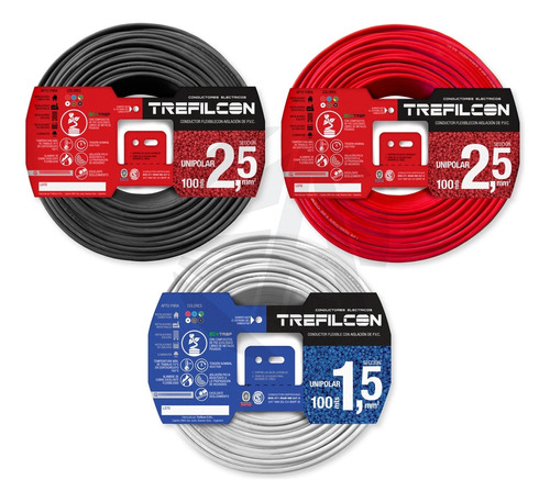 Cable Trefilcon Pack 300m 2.5mm Rojo Y Negro+1.5mm Blanco Ea