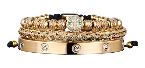 Pulsera Torsal Hombre Esclava Plata Acero Inoxidable Leopard