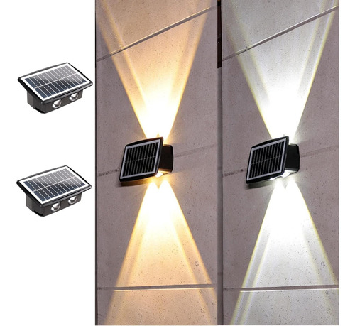 Aslidecor Luces Solares De Pared, Paquete De 2, 4 Luces Sola