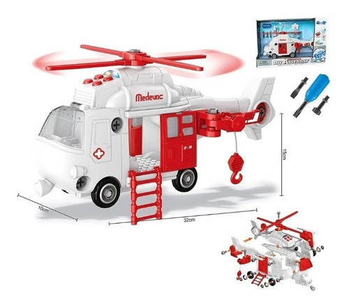 Helicoptero Medico Para Armar Y Desarmar Luz Y Sonido E.full