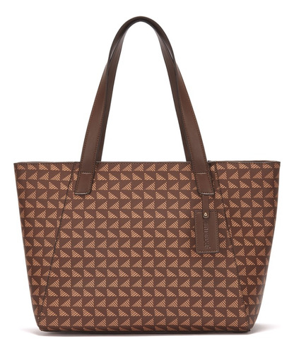 Bolsa Andrea Tote Grande Textura Y Estampado Mujer Café