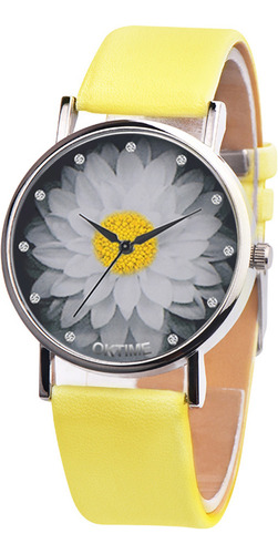 Reloj De Cuarzo Analógico F Oktime, Unicanvas, De Piel, Para