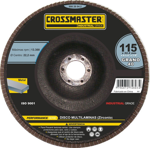 Disco Multilám Zirconio Gran 120 115mm Crossmaster 9982604.6