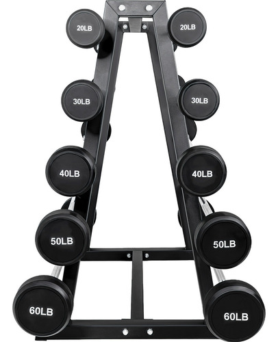 Rack 10 Barras Rectas 20 A 60 Lb Soporte Estante Pesas Color Negro