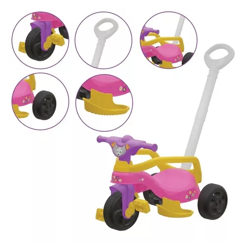 Triciclo Infantil com empurrador com pedal Motoca velotrol