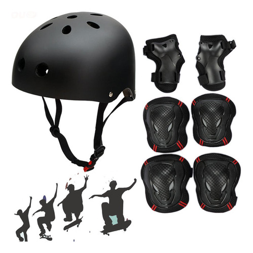 Casco De Patinaje Con Equipo Protector: Rodilleras, Coderas,