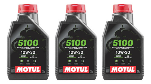 Kit Óleo Motul 5100 4t 10w30 C/ 3 Litros Semissintético