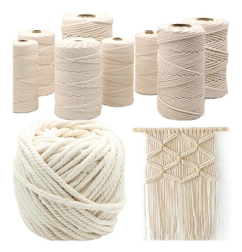 Imagen 3 de 8 de Cordon Macramé Torcido 5 Mm, 100 Metros Largo