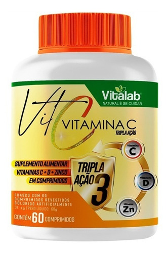 Vitamina C + Vit D 2000ui + Zinco C/60 Comp Vitalab