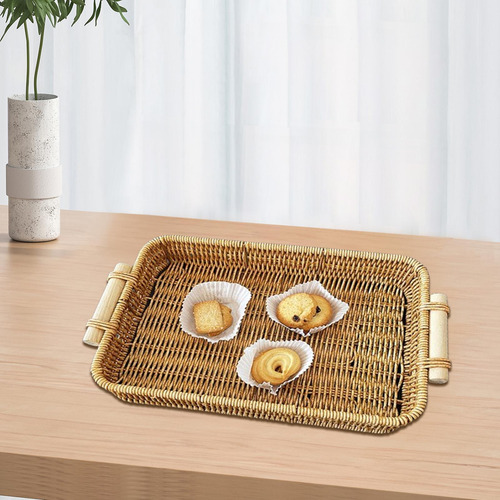 Bandeja De Ratán Para Servir, Bandeja Rectangular De Mimbre