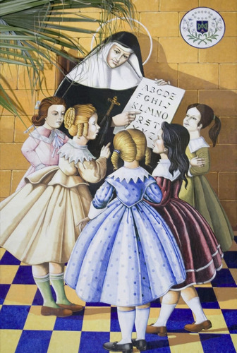 Cuadro 60x90cm Santa Juana De Lestonnac Enseñanza Maestra