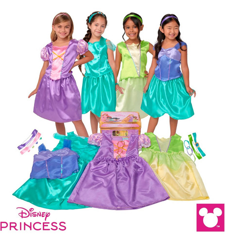 Disfraz Disney Princesas Tiana Jasmine Rapunzel Ariel 4 En 1 Lila 4-6x