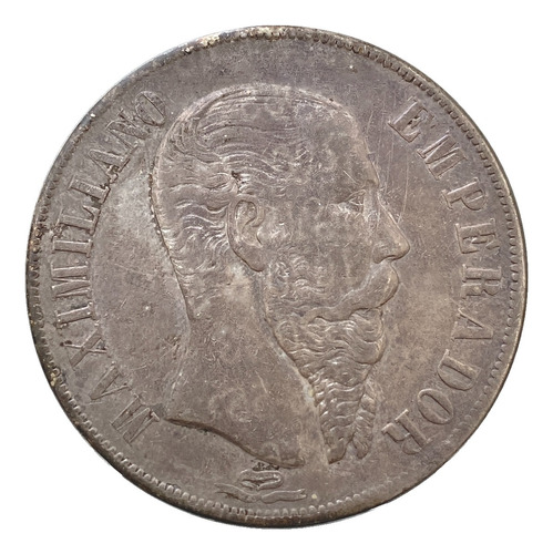 Moneda Un Peso Maximiliano Plata Original 1867 Mo 