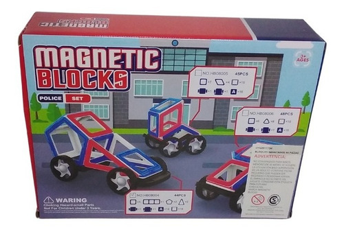 Imagen 5 de 7 de Bloques Magneticos 44 Pzas Vehiculos Policia Ruedas Numeros