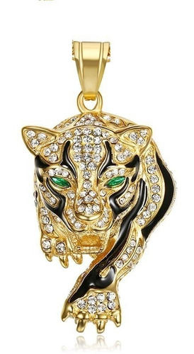 Collar Felino Para Caballero Baño De Oro 14k