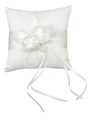 Almohada De Anillo Nupcial Con Flor Marfil Phenovo 15cmx15cm