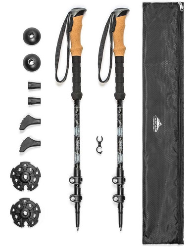 Bastones Para Trekking, Ultralivianos + Accesorios - Celeste