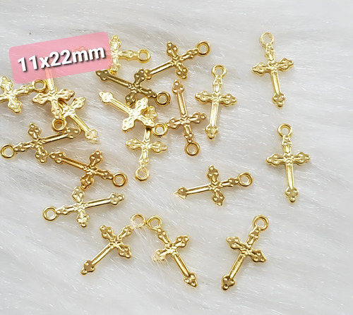 Mini Cruz Abs Plastico Dourado 1,1cmx2,2cm 100 Peças