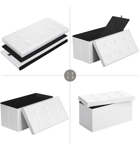 Banco Otomano Plegable Marca Songmics Color Blanco