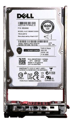 Hd Dell 600gb 10k 2.5 Sas Pn 8wp8w 08wp8w Huc106060css600