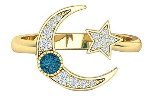 Anel Lua E Estrela Ouro 18k