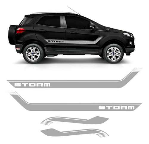 Kit Faixa Lateral Ecosport Storm 2019/2020 E Adesivo Do Capô Cor Cinza