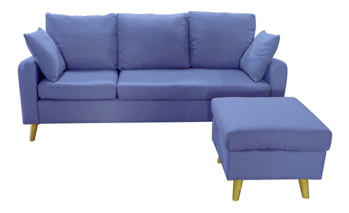 Sillon 3 Cuerpos Tela Chaise Sofa + Puff Movible Regalo LG