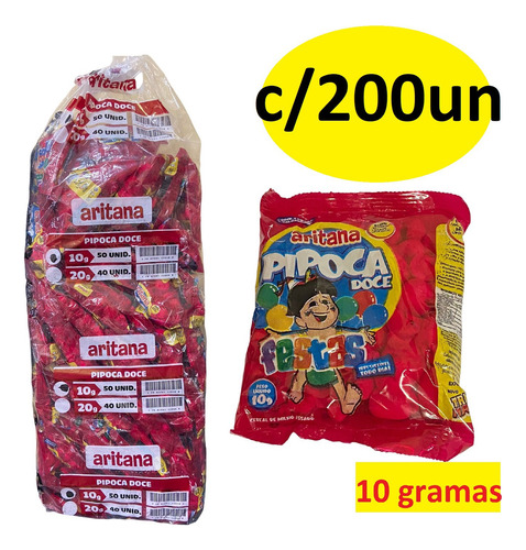 Fardo De Mini Pipoca Doce C/ 200 Un De 10gr Aritana Festas
