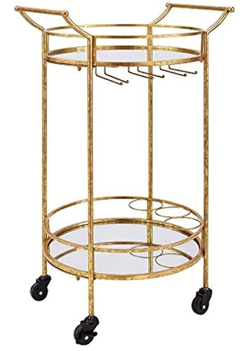 Linon Amzn0342 Round Bar Cart Gold